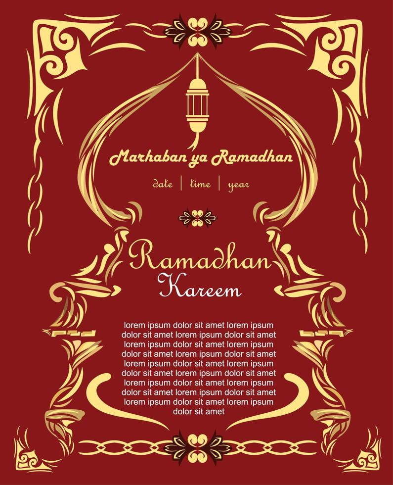 ilustración vectorial de la tarjeta de felicitación feliz ramadhan kareem con adorno islámico vector