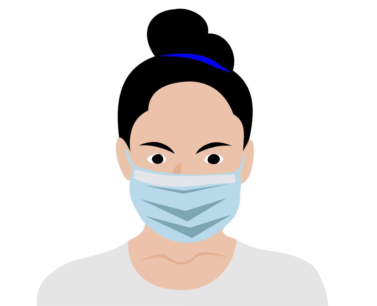 vector illustration of woman wearing a mask