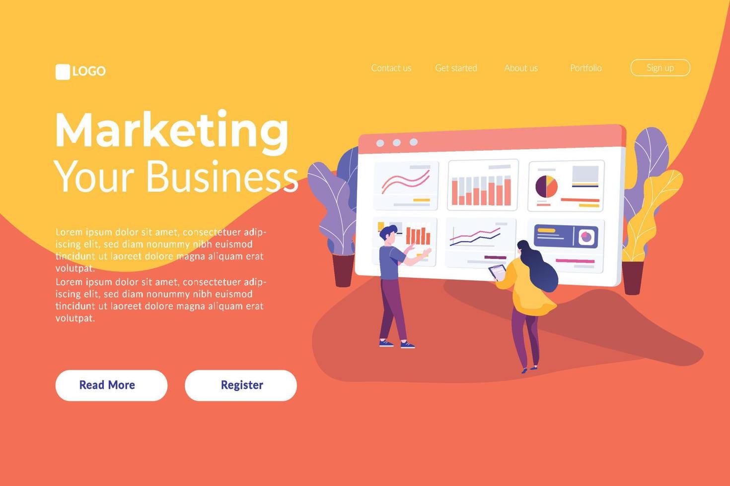 business website landing page flat vector design