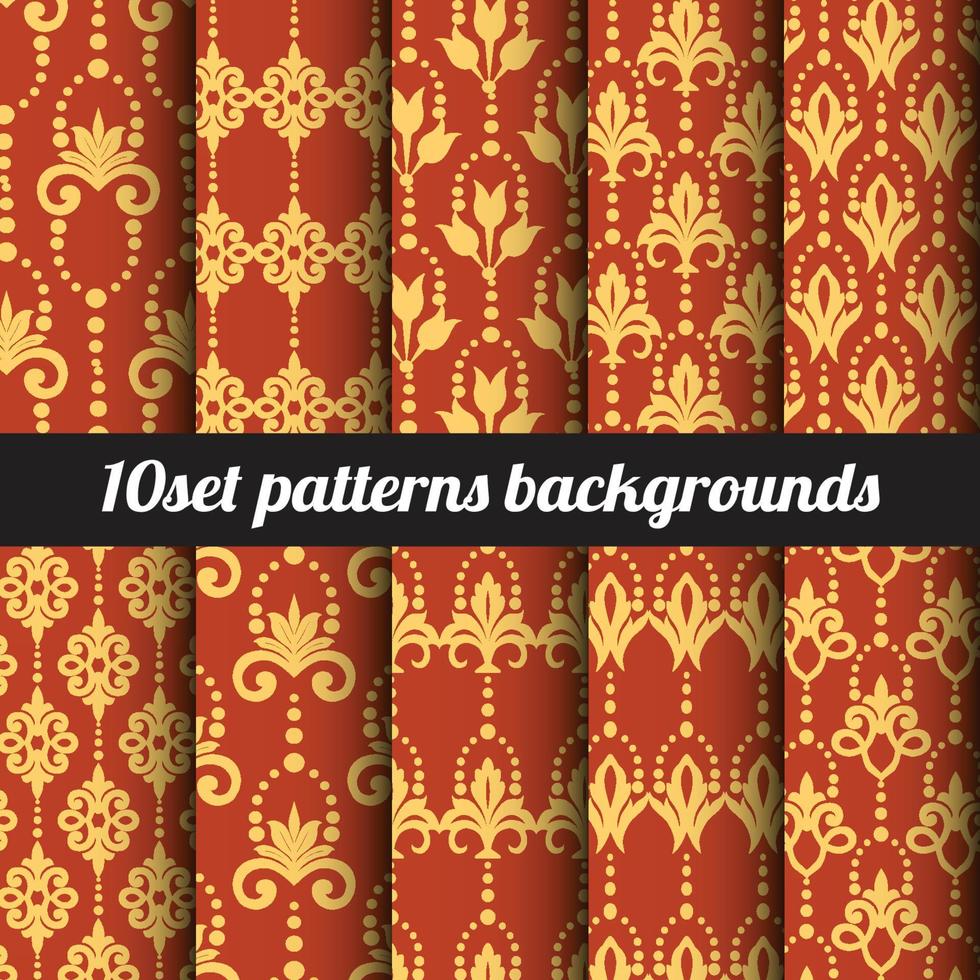 damask backgrounds set vector