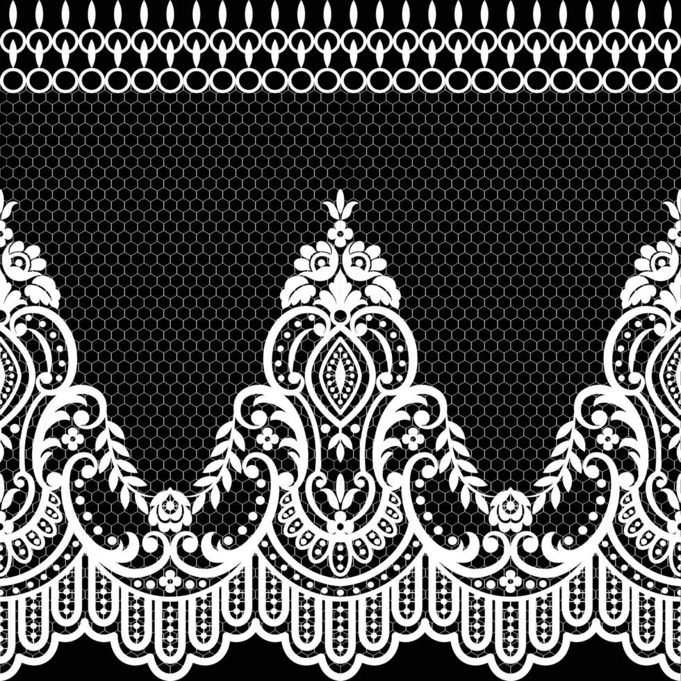 Lace seamless pattern with flowers vector