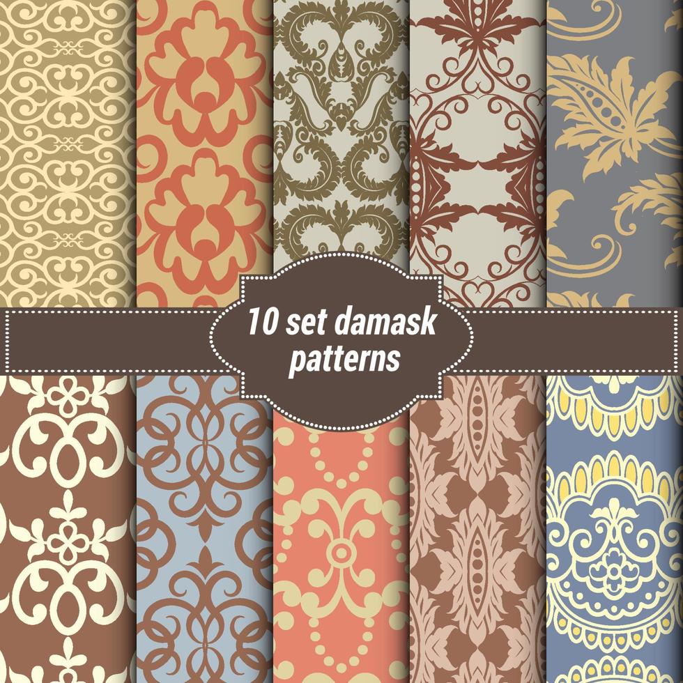 damask backgrounds set vector