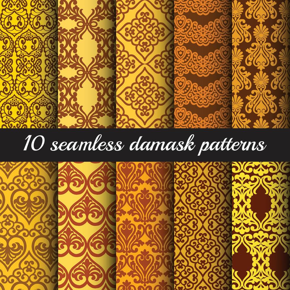 damask backgrounds set vector