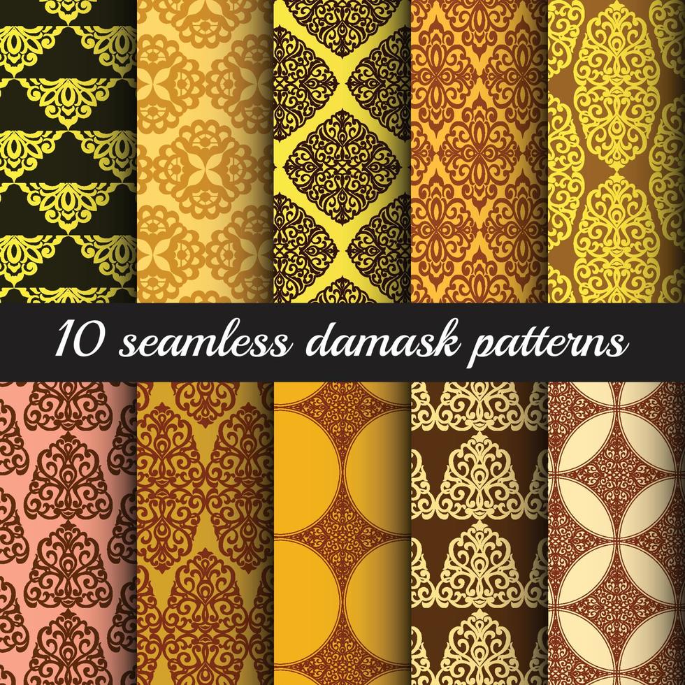 damask backgrounds set vector