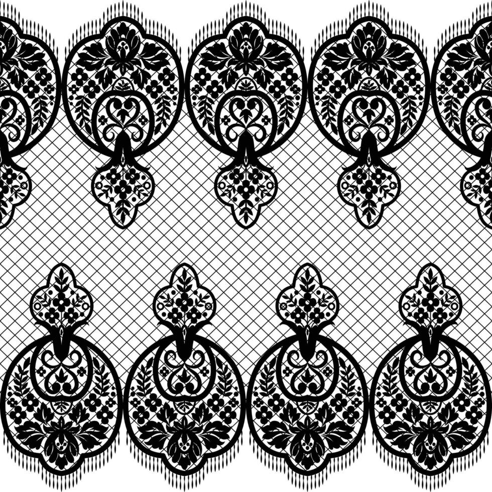 Lace seamless pattern with flowers vector
