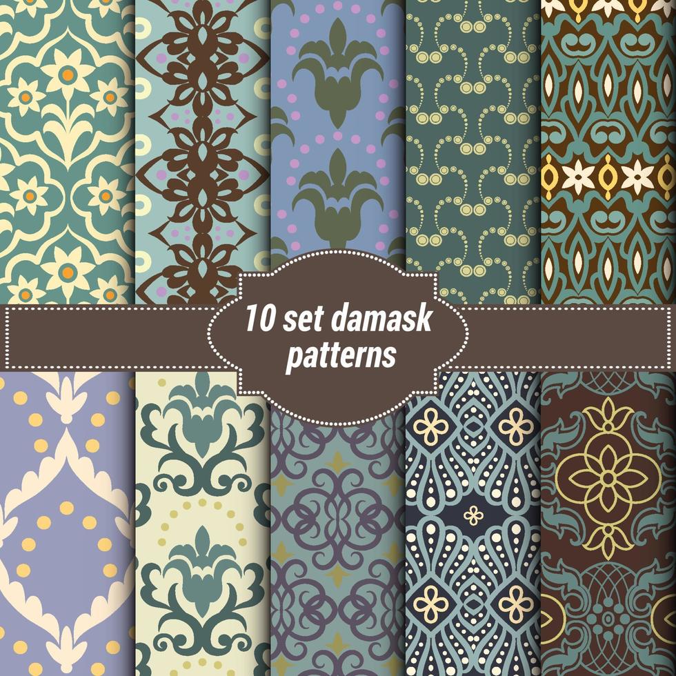 damask backgrounds set vector