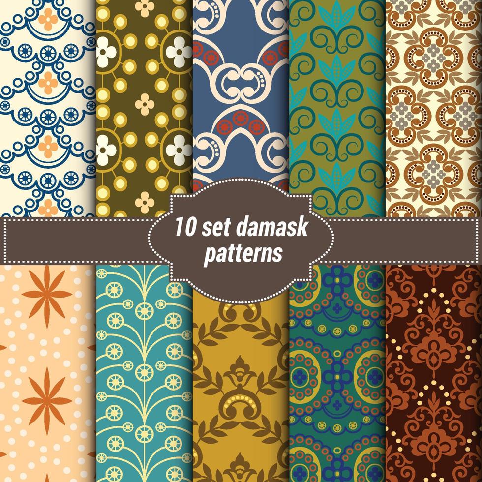 damask backgrounds set vector