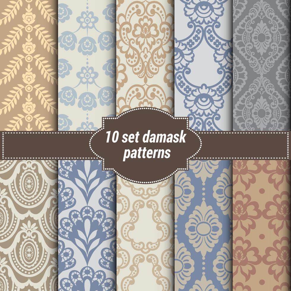 damask backgrounds set vector