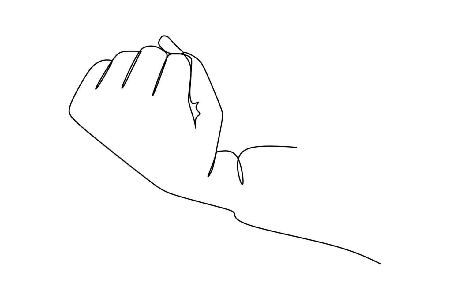 Continuous line drawing fist. One line hand with clenched fingers. Protest or revolution concept. Vector illustration. Hands Minimalist Contour Drawing. Vector EPS 10.
