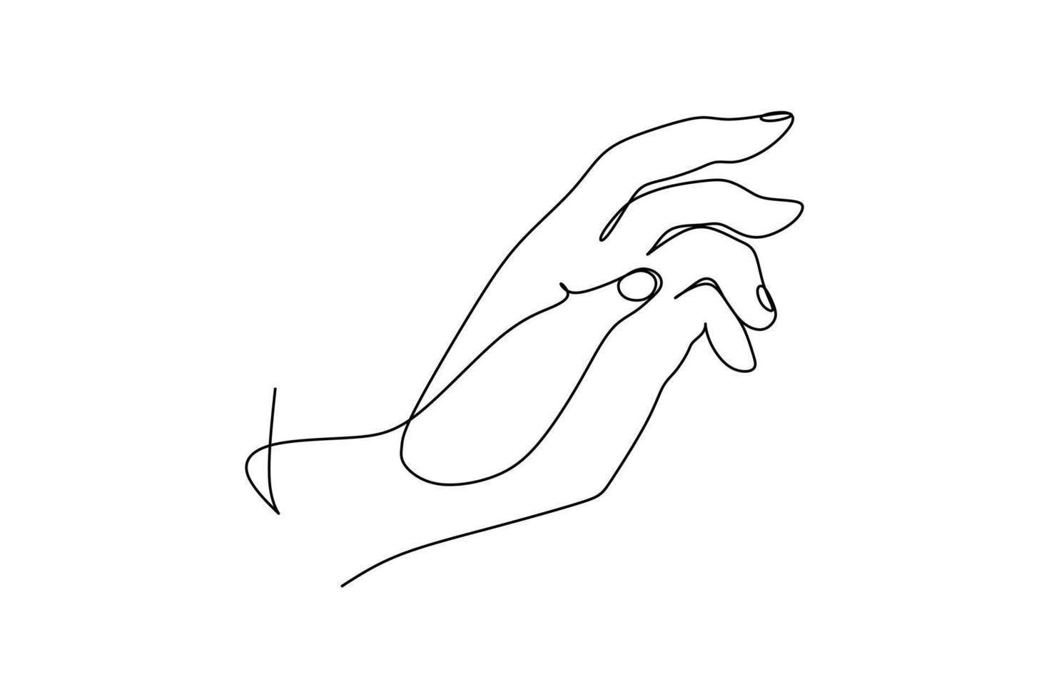 línea de mano única continua no pintada extraída de la silueta de la imagen de la mano. arte lineal. ilustración de vector de estilo dibujado a mano