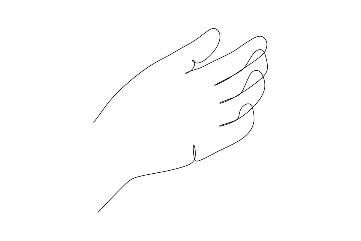 gesto de la palma diferente posición de los dedos. signo y símbolo de gestos con las manos. sola línea de dibujo continua. garabato de arte de estilo dibujado a mano aislado en la ilustración de fondo blanco. vector