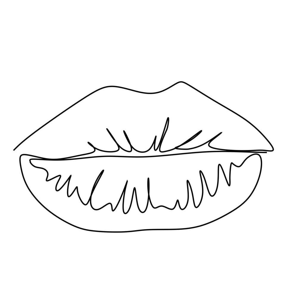 Continuous one line drawing of  woman's lips. Vector illustration modern single line draw for poster or wall decoration and beauty promotion media