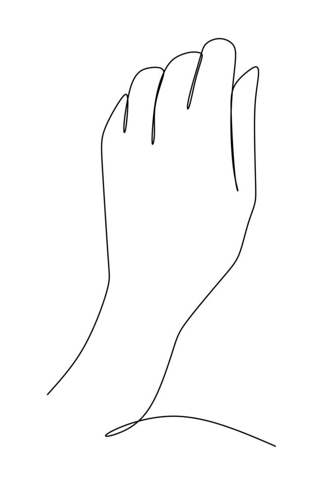 línea de mano única continua no pintada extraída de la silueta de la imagen de la mano. arte lineal. ilustración de vector de estilo dibujado a mano