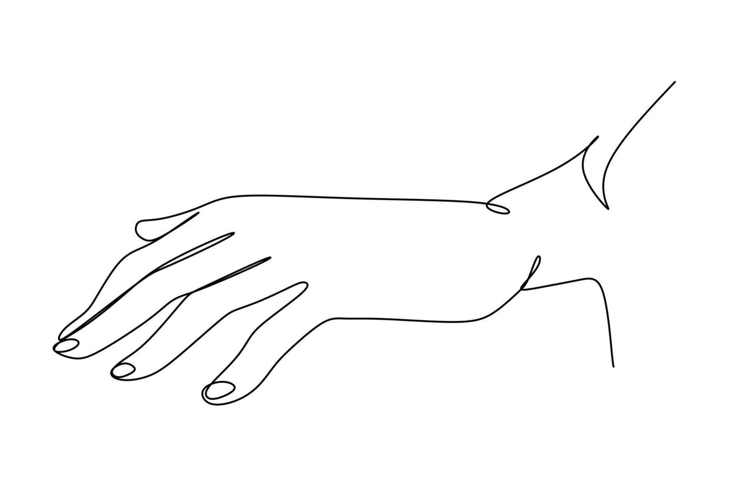 Continuous Line Drawing of Hand Trendy Minimalist Illustration. One Line Abstract Concept. Hands Minimalist Contour Drawing. Vector EPS 10
