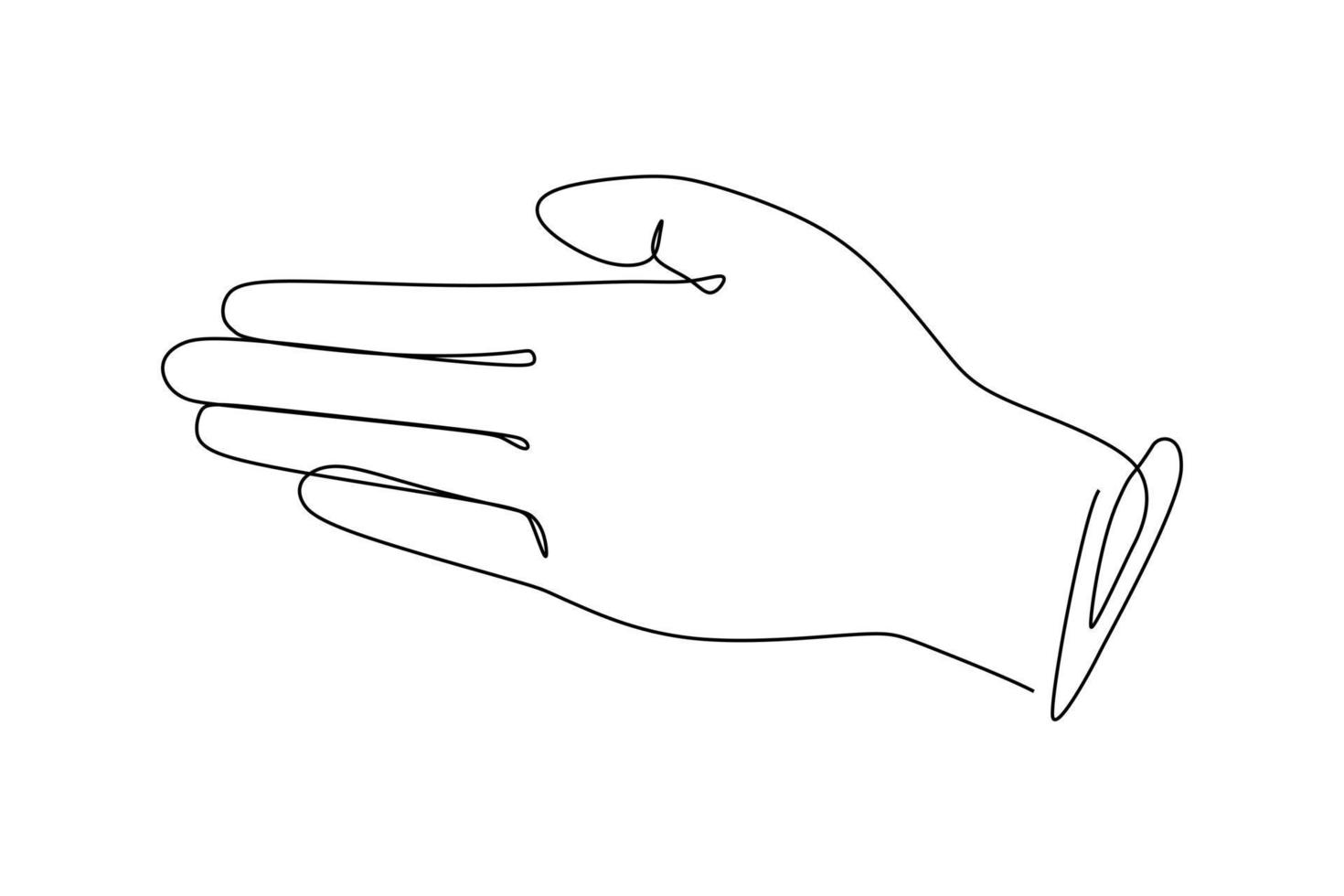 Palm gesture. Different position of the fingers. Sign and symbol of hand gestures. Single continuous drawing line. Hand drawn style art doodle isolated on white background illustration. vector