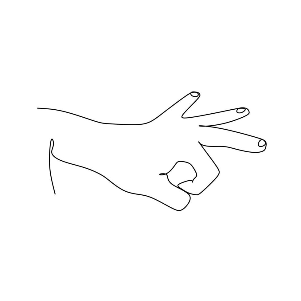 flick finger continuous line draw design vector illustration. Sign and symbol of hand gestures. Single continuous drawing line. Hand drawn style art doodle isolated on white background illustration.