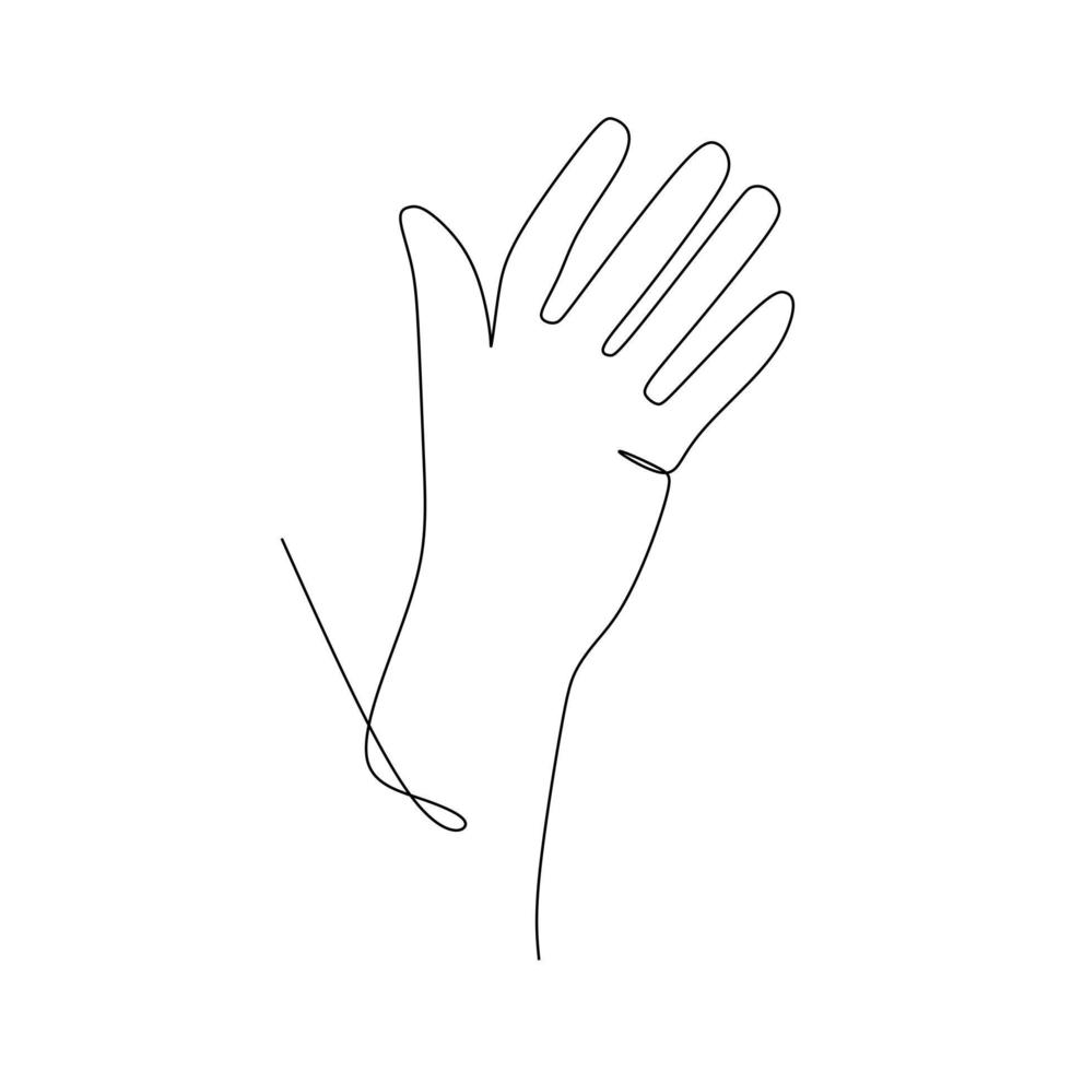 Open palm hand gesture continuous line draw design. Sign and symbol of hand gestures. Single continuous drawing line. Hand drawn style art doodle isolated on white background illustration vector