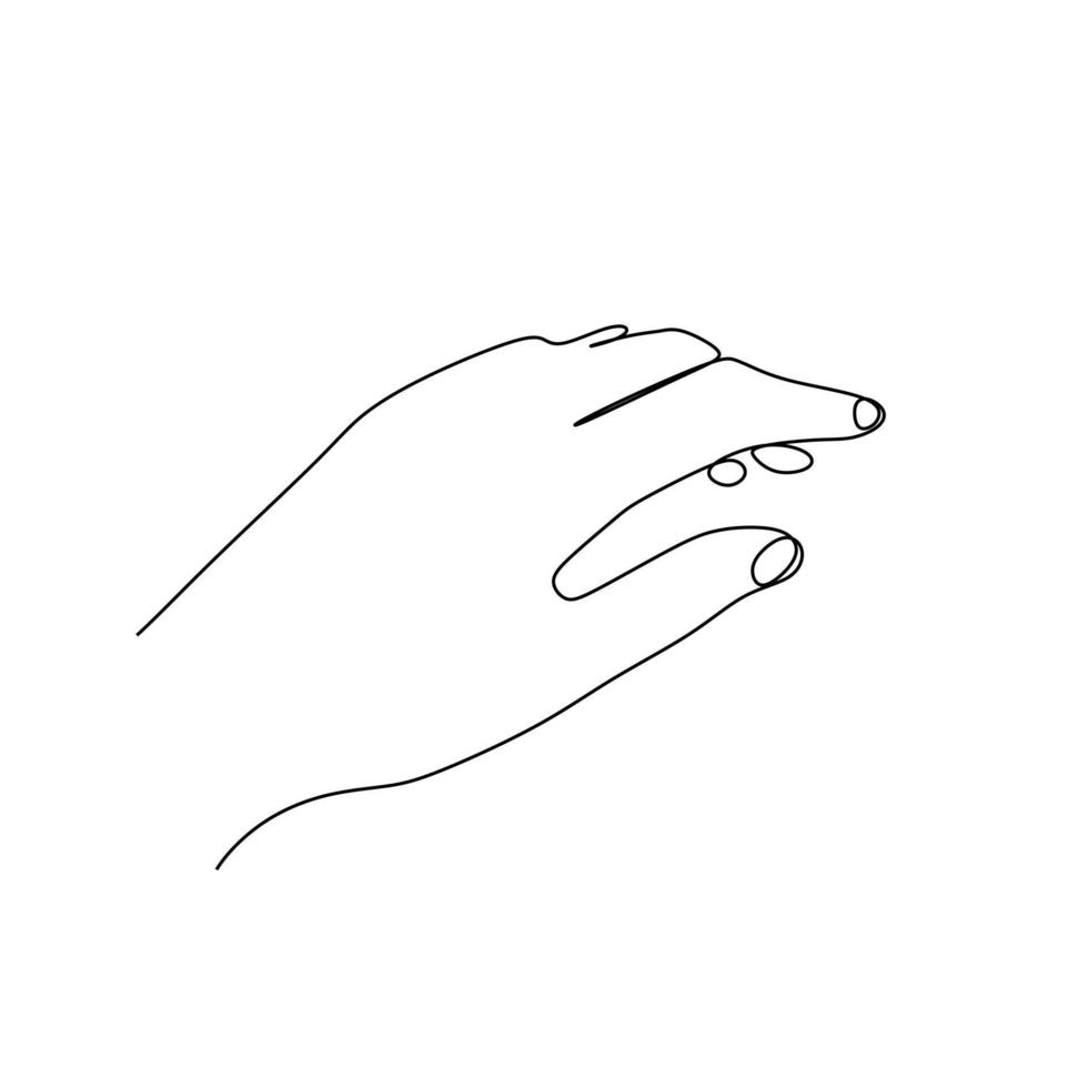 dibujo de una sola línea del gesto de la mano de la muñeca. signo y símbolo de gestos con las manos. dibujo de una sola línea continua. garabato de arte de estilo dibujado a mano aislado en la ilustración de fondo blanco vector