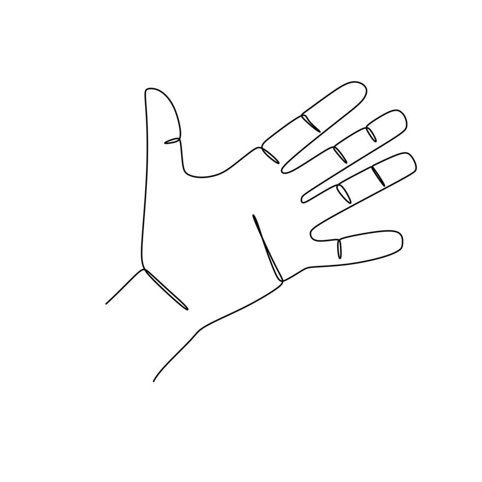 Number four Hand gesture language alphabet continuous line drawing design. Sign and symbol of hand gestures. Single continuous drawing line. Hand drawn style art doodle isolated on white background vector