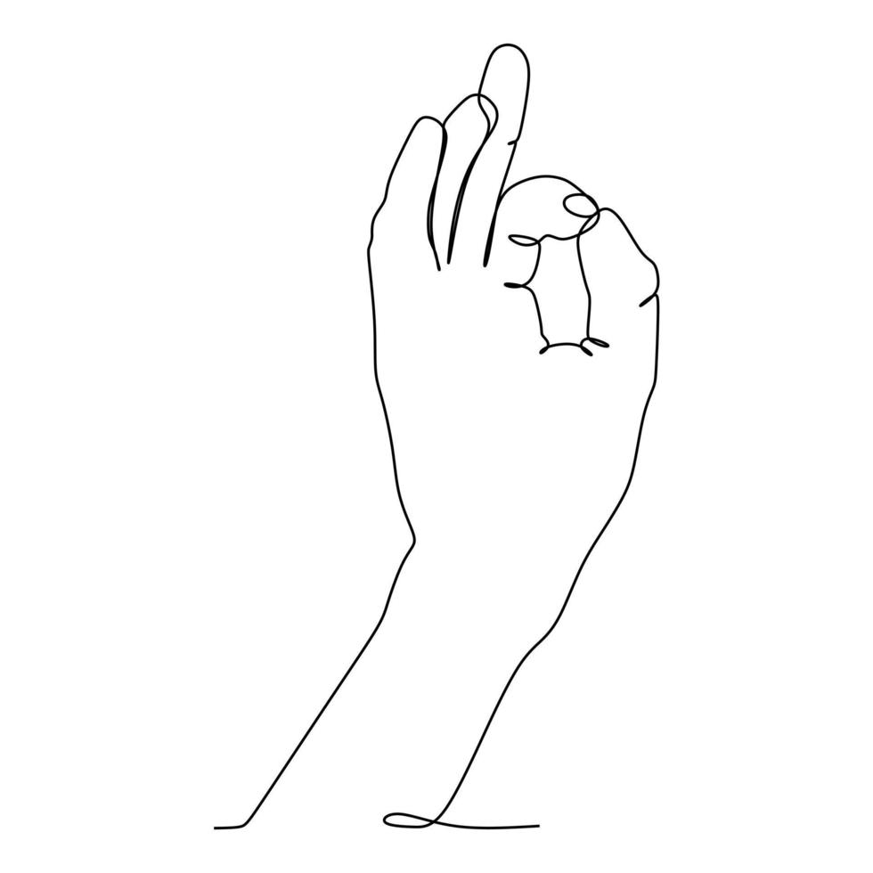 Clenched hands continuous line drawing design. Sign or symbol of hand gestures. One line draw of hand drawn style art doodle isolated on white background for family concept vector