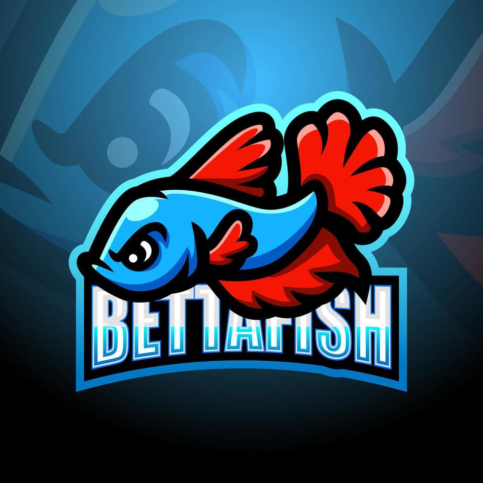 Betta fish mascot esport logo design vector