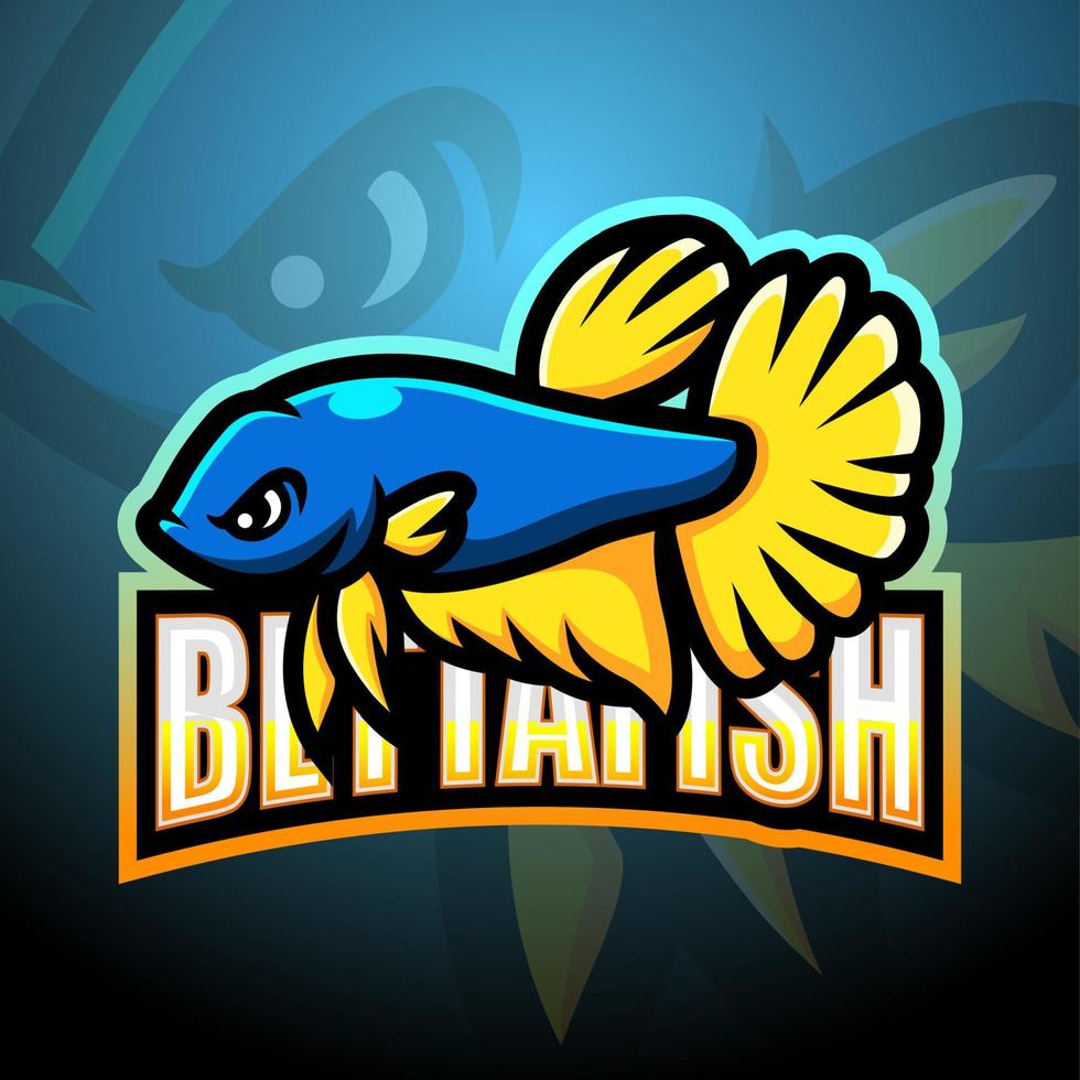 Betta fish mascot esport logo design vector