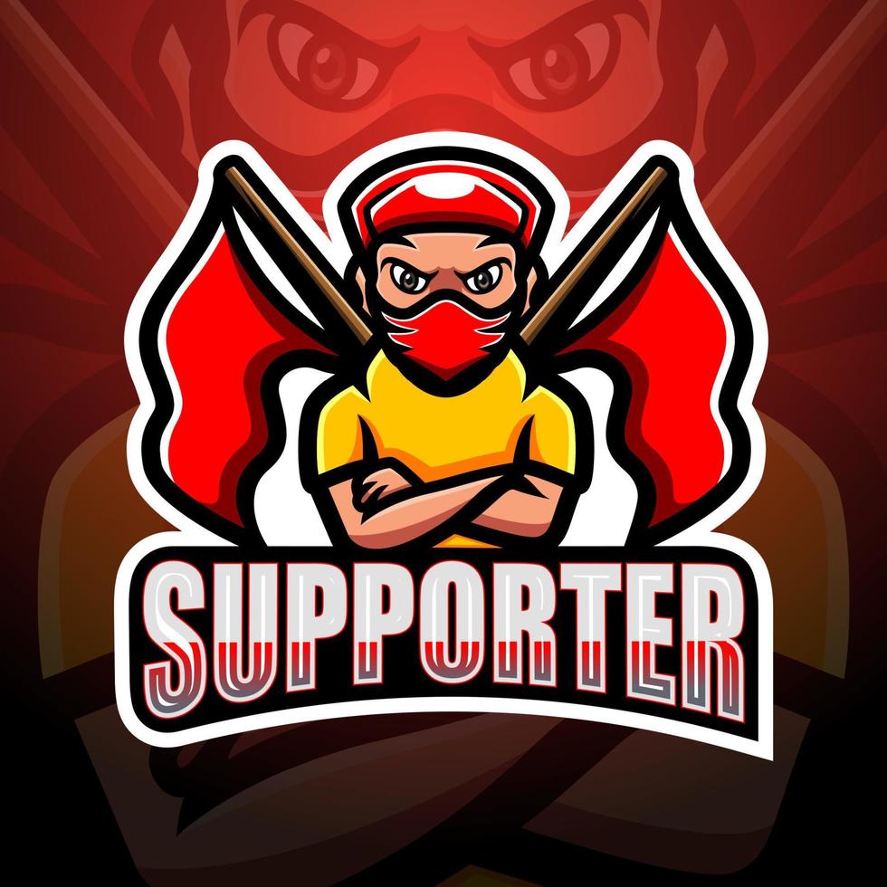 Soccer supporter mascot logo design vector