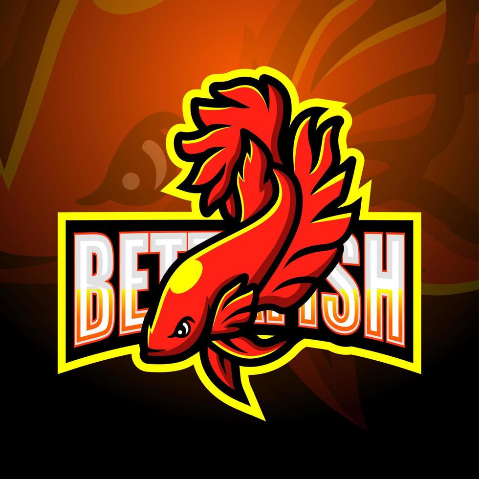 Betta fish mascot esport logo design vector