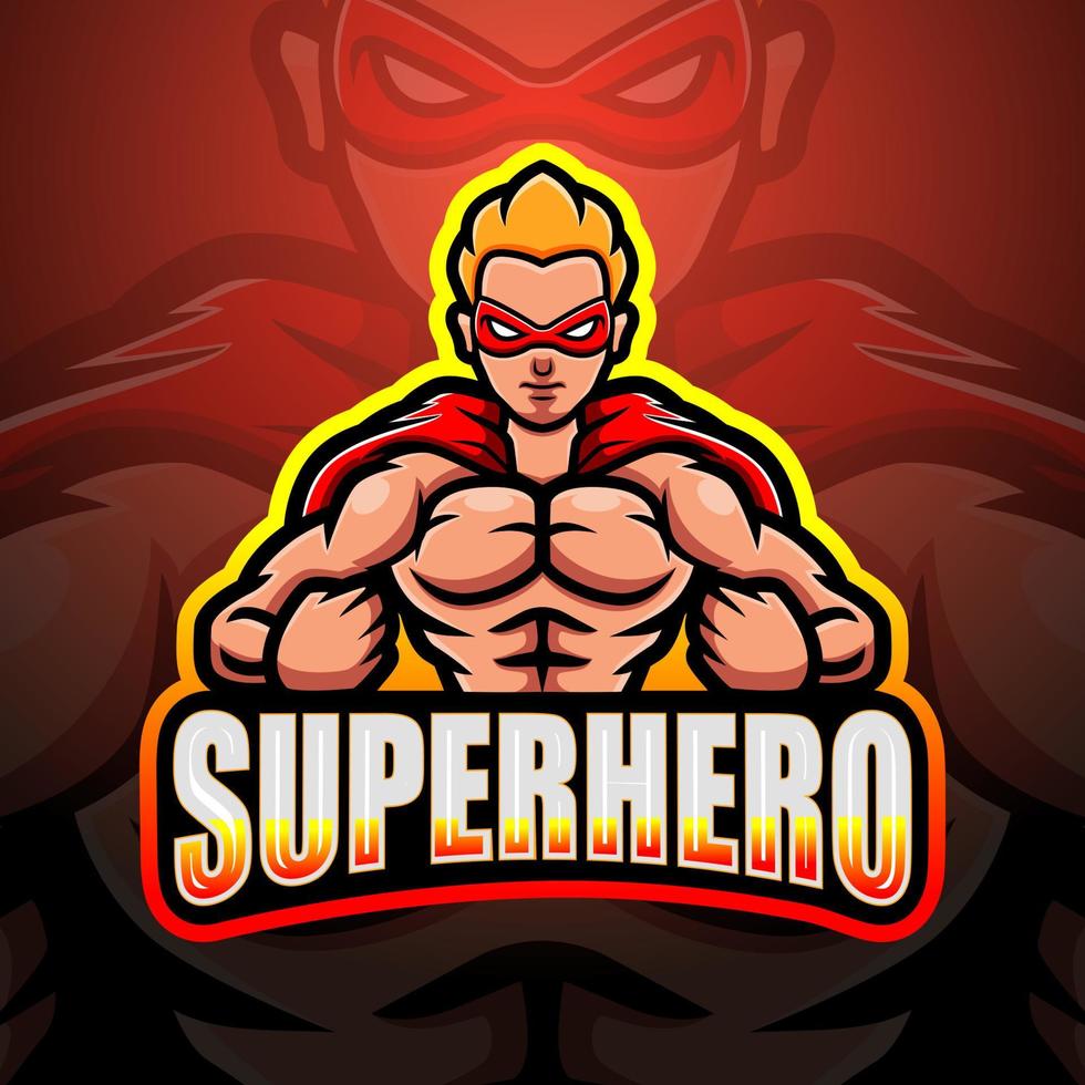 Superhero mascot esport logo design vector