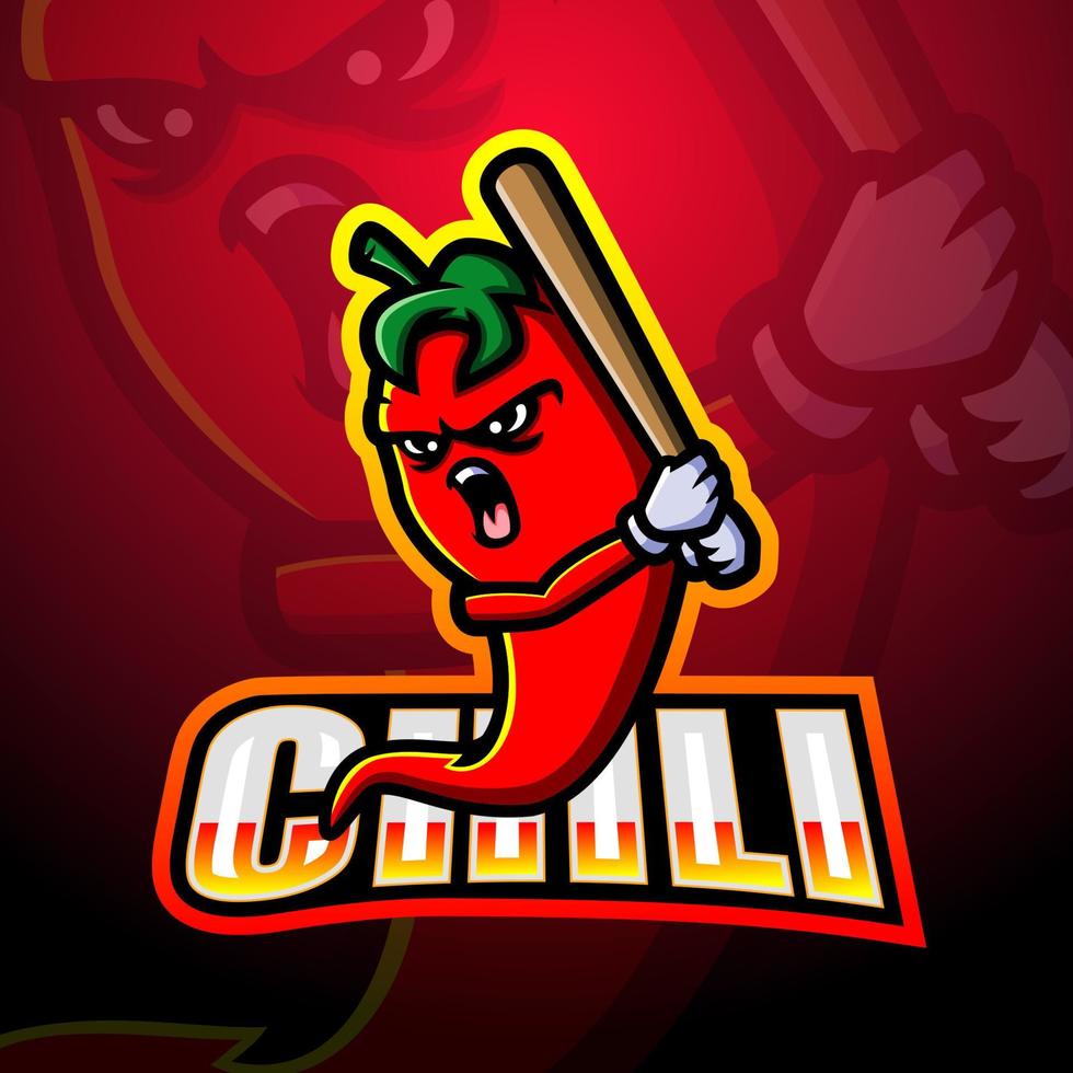 Chili mascot esport logo design vector