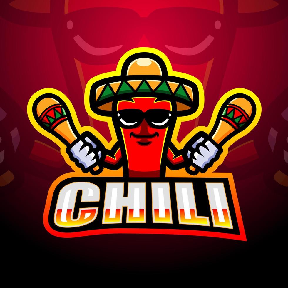 Mexican red chili pepper mascot logo design vector