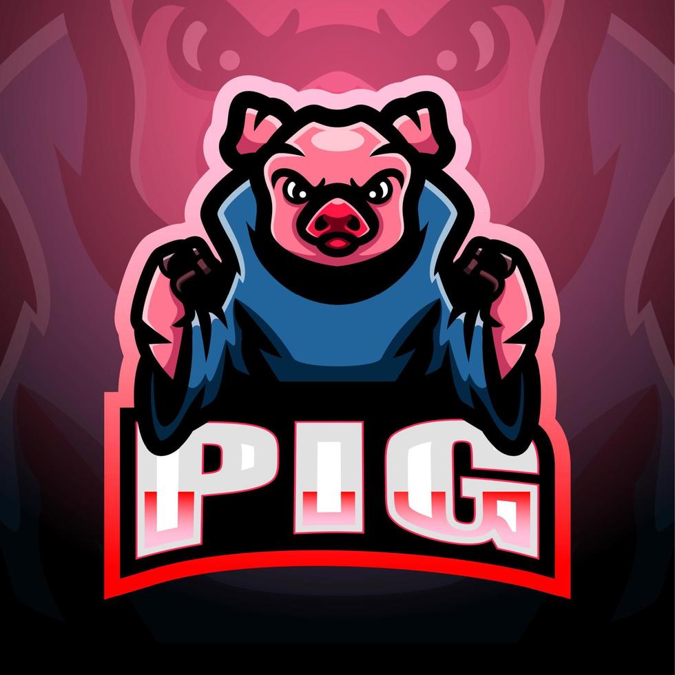 diseño de logotipo de esport de mascota de cerdo vector