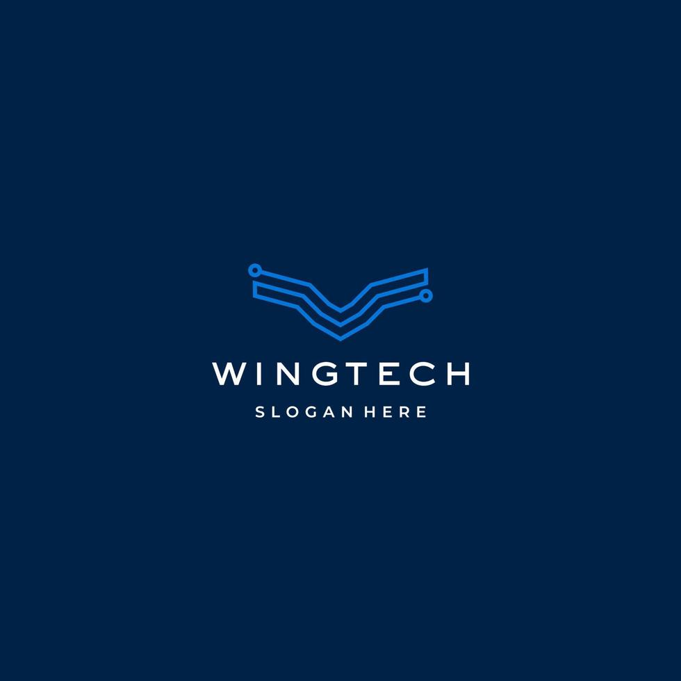 Wing tech logo icon design template vector