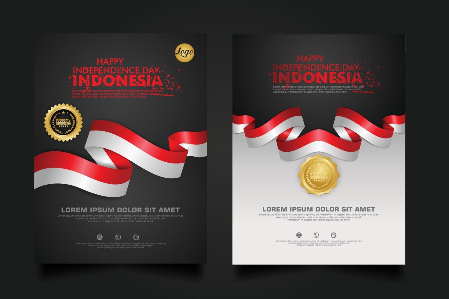 set Indonesia happy Independence Day background template. vector