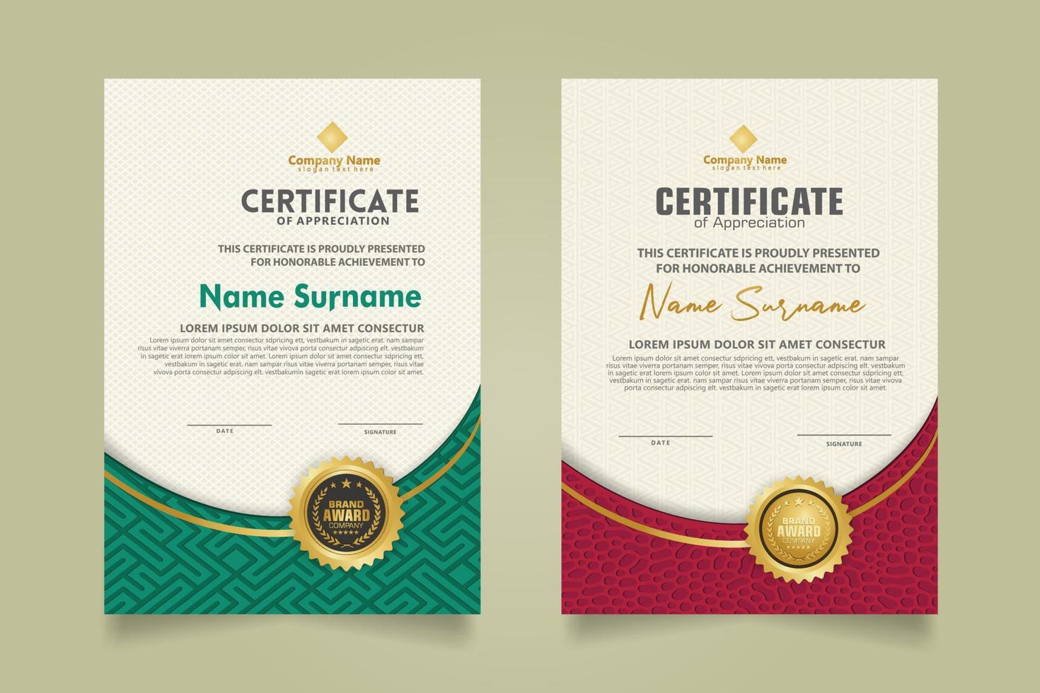 Set modern certificate template. vector