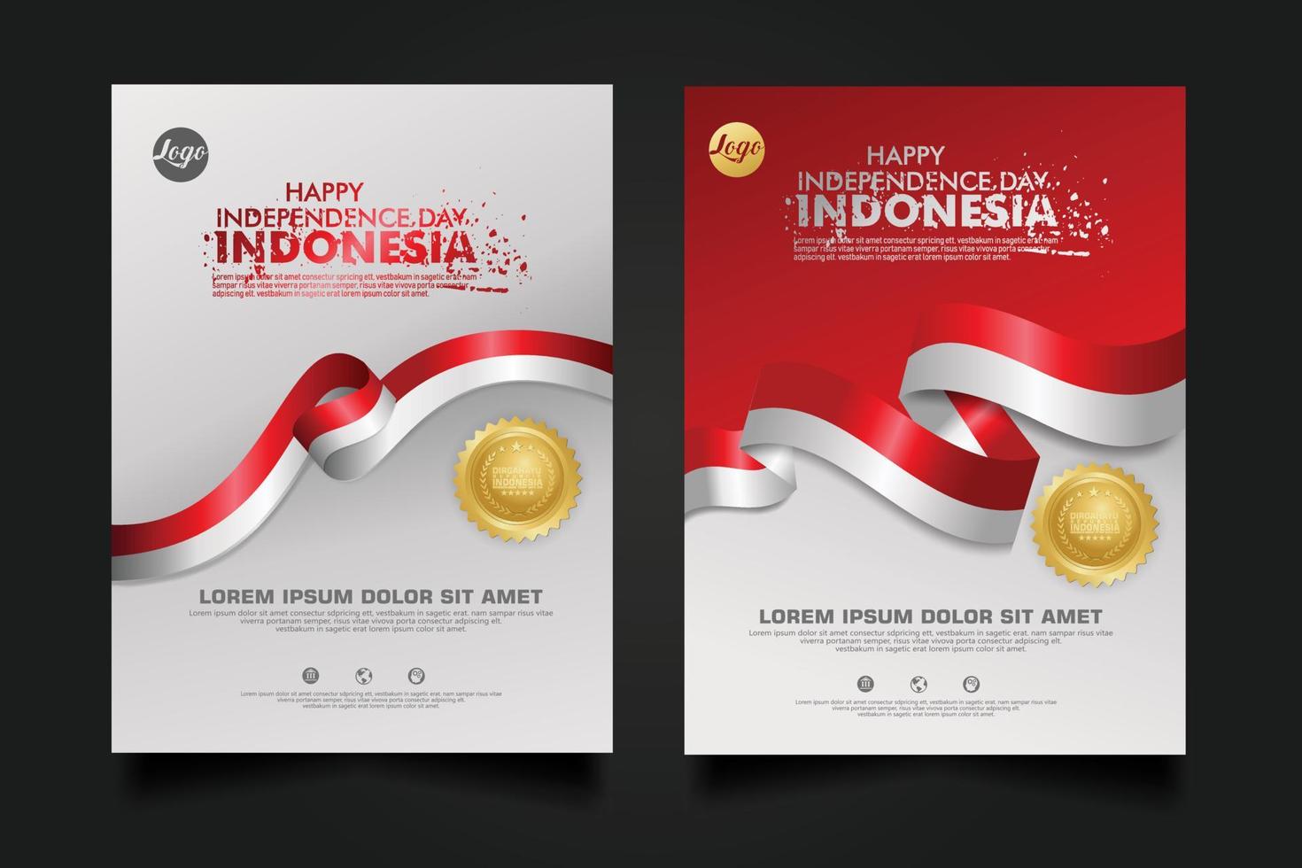 set Indonesia happy Independence Day background template. vector