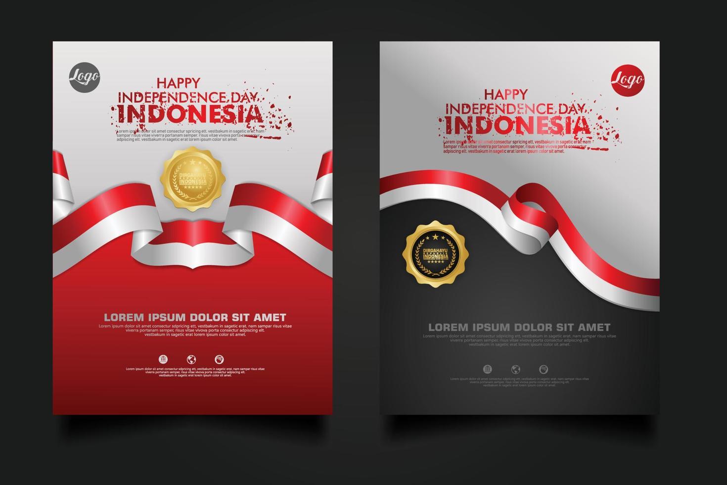 set Indonesia happy Independence Day background template. vector