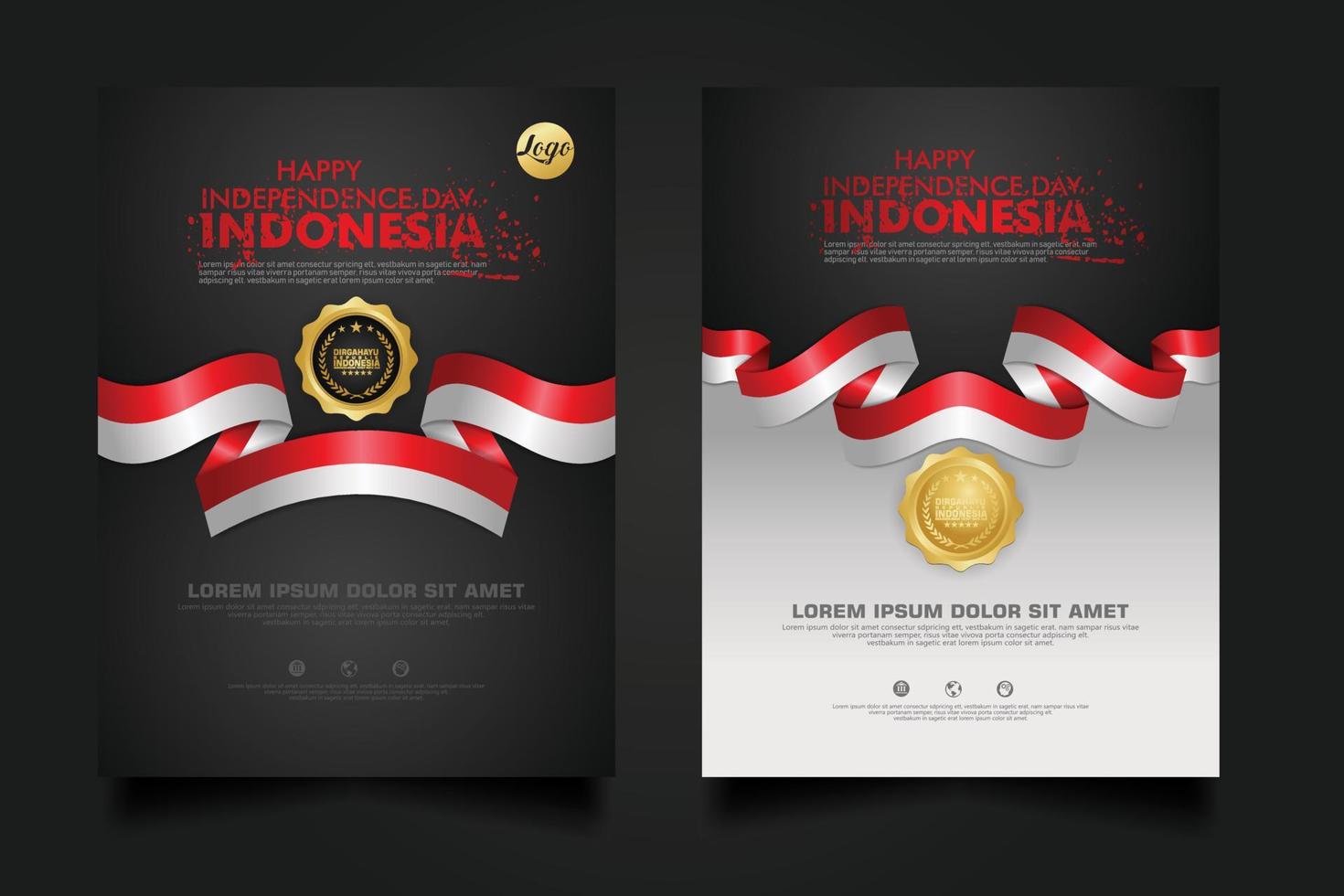 set Indonesia happy Independence Day background template. vector