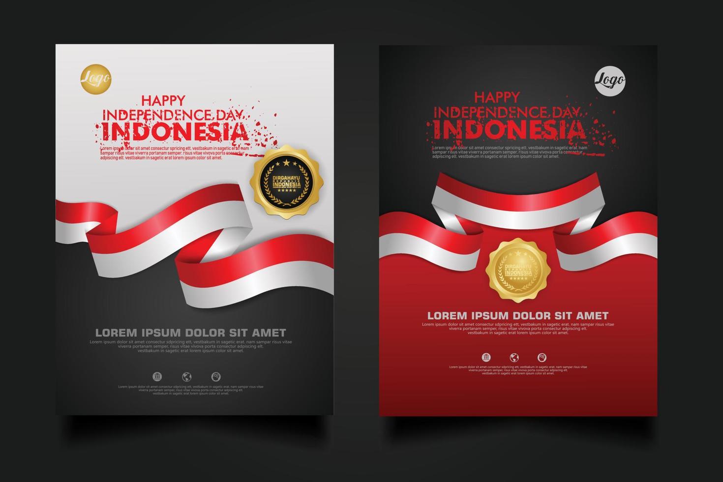 set Indonesia happy Independence Day background template. vector