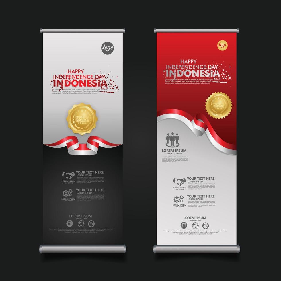 Indonesia Independence Day Celebration, roll up banner set design Vector Template Illustration