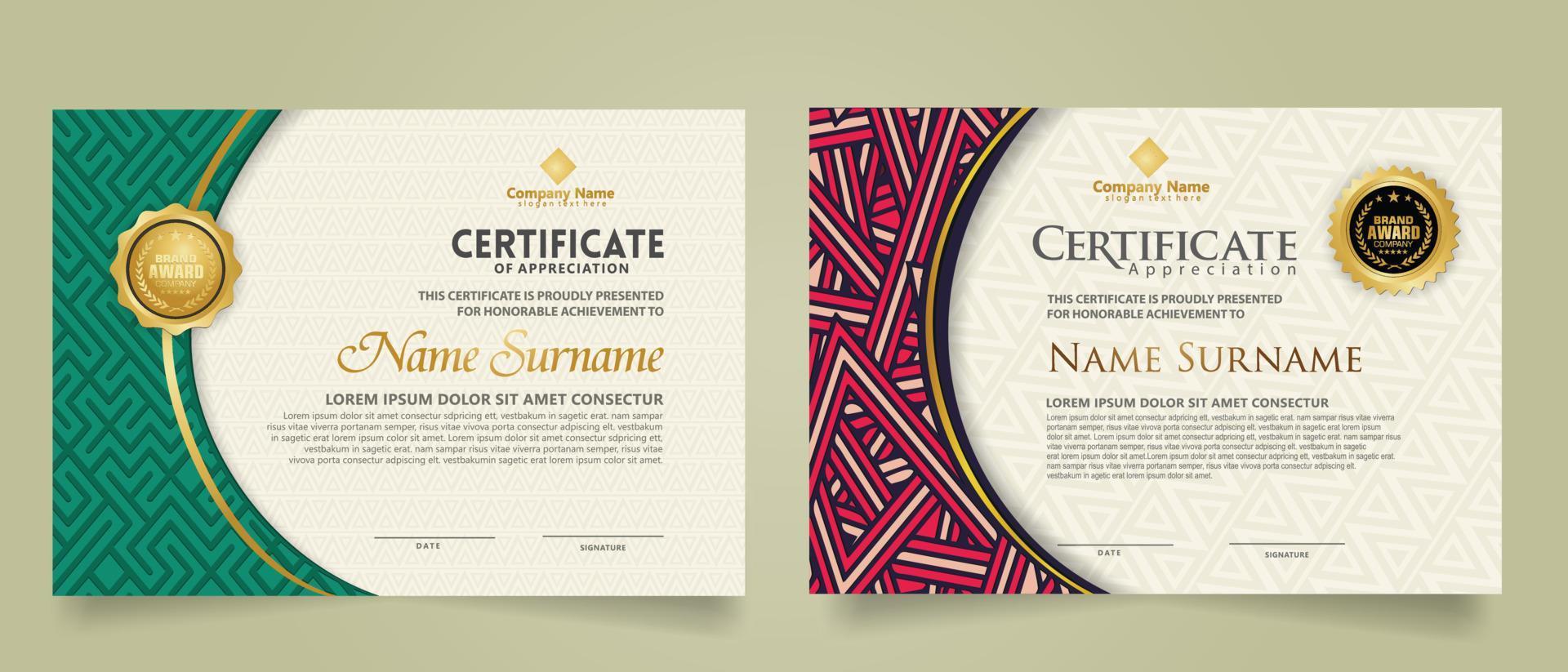 Set modern certificate template. vector