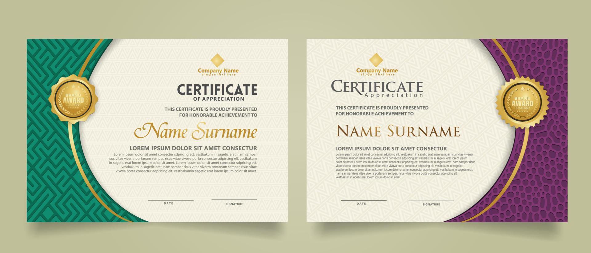 Set modern certificate template. vector