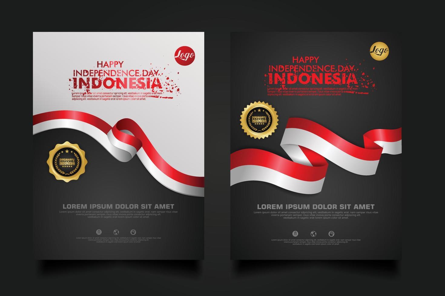 set Indonesia happy Independence Day background template. vector