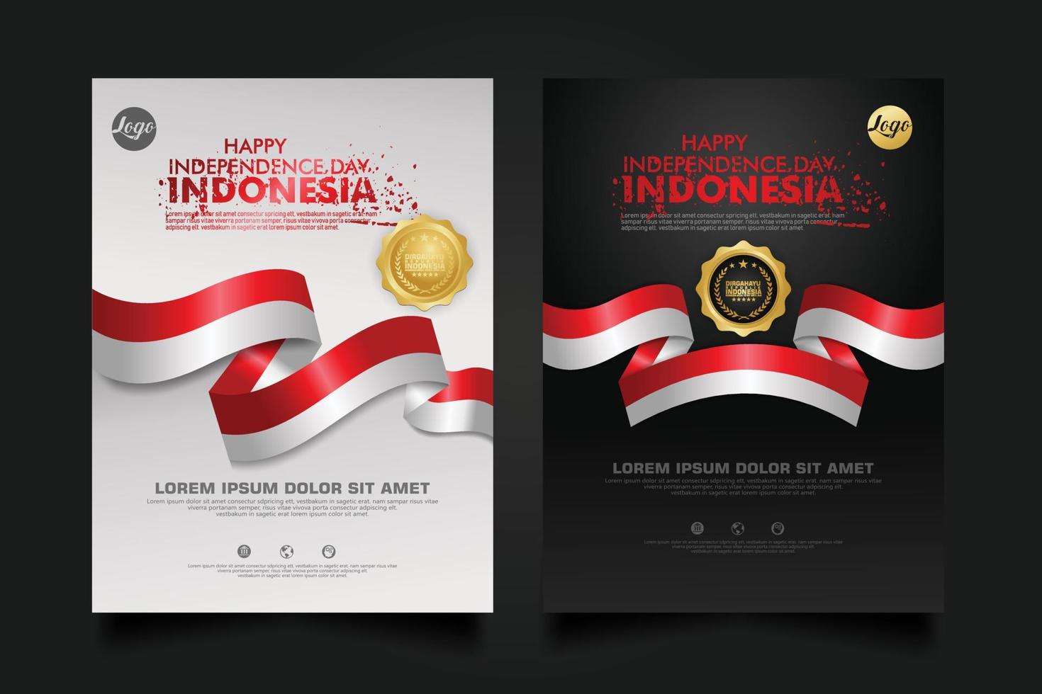 set Indonesia happy Independence Day background template. vector