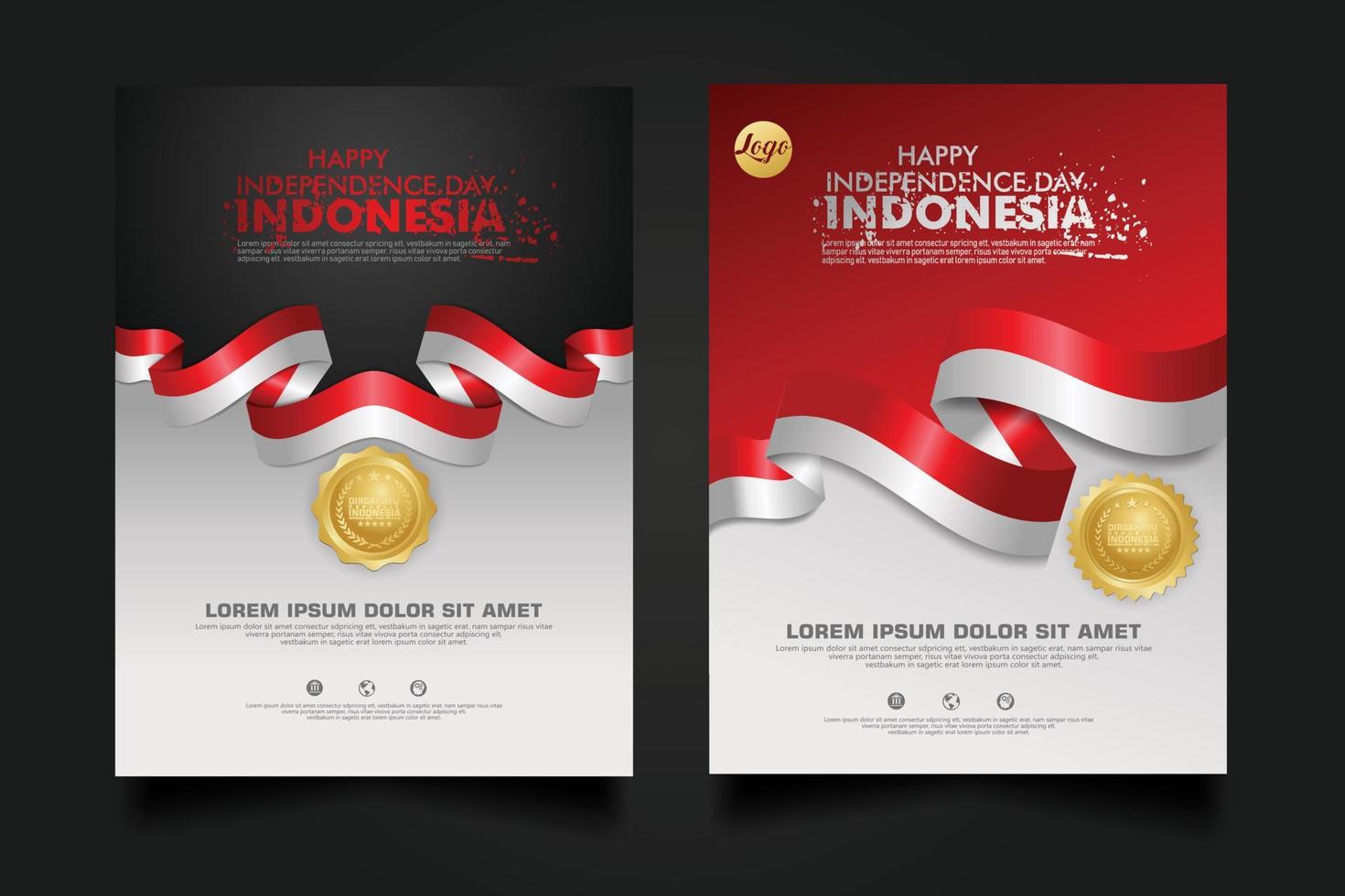 set Indonesia happy Independence Day background template. vector