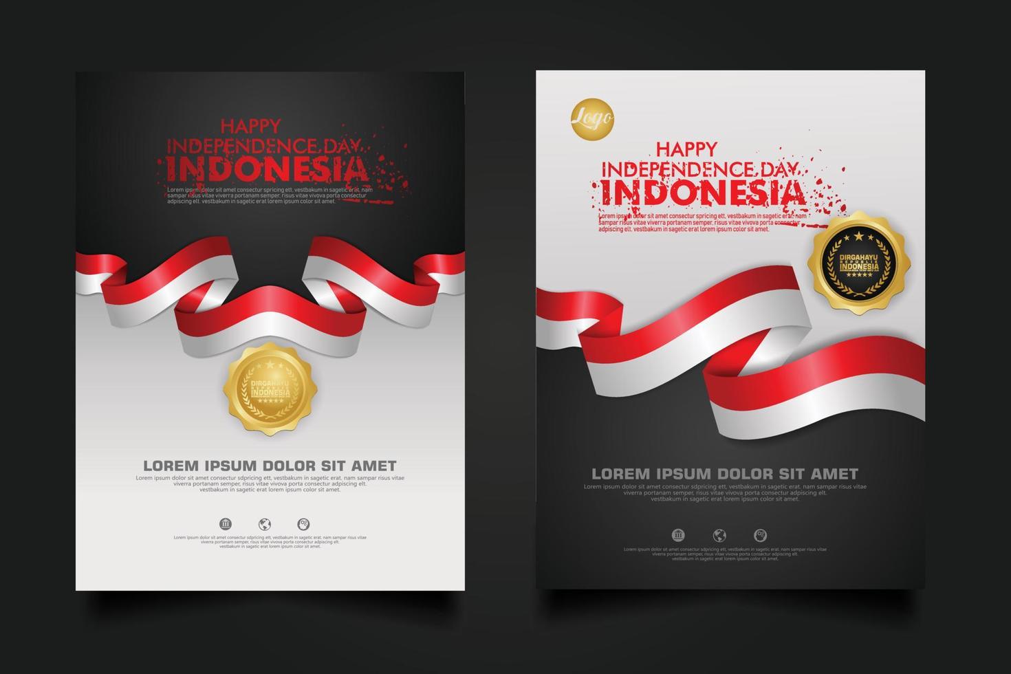 set Indonesia happy Independence Day background template. vector