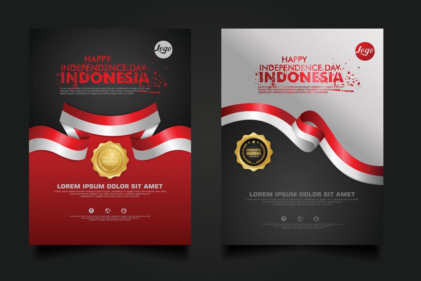 set Indonesia happy Independence Day background template. vector