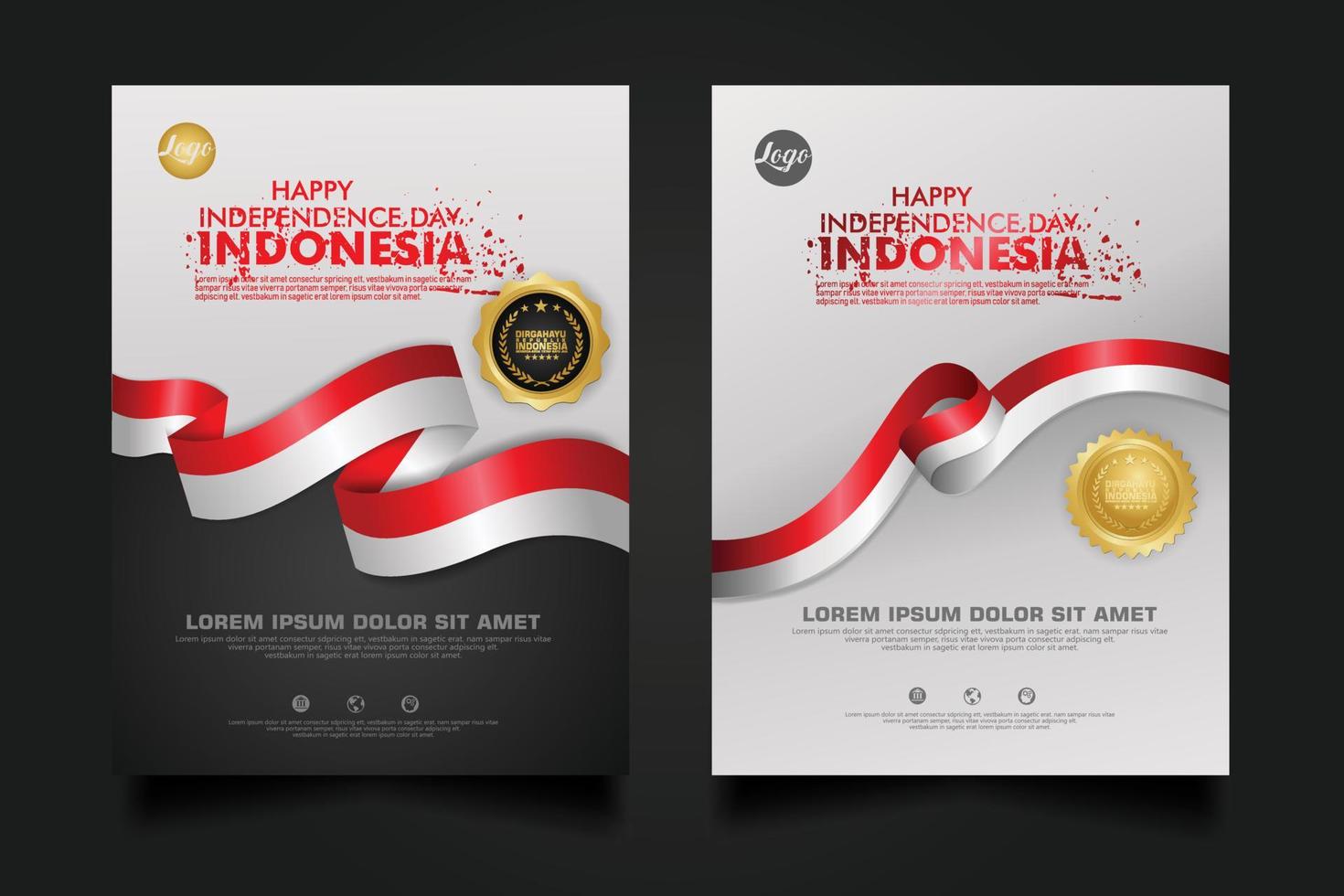 set Indonesia happy Independence Day background template. vector