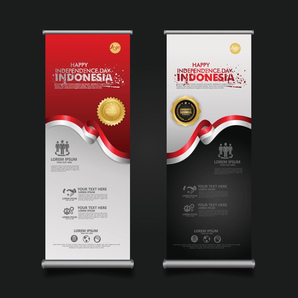 Indonesia Independence Day Celebration, roll up banner set Design Vector Template Illustration