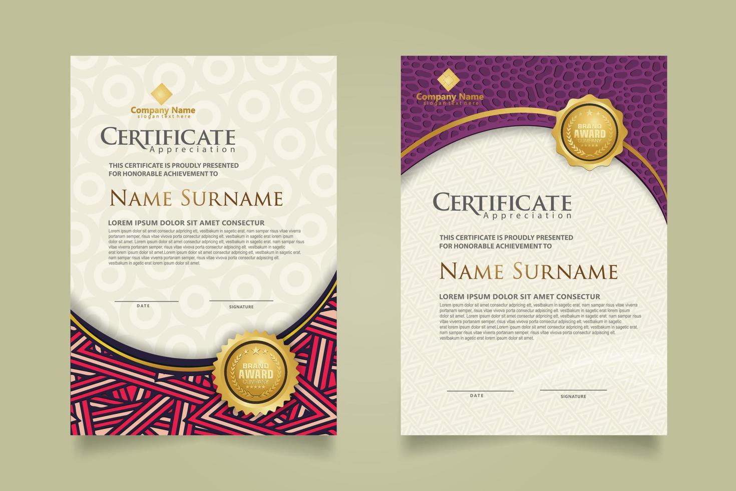 Set modern certificate template. vector